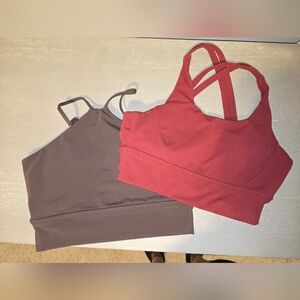 Red and Brown Strappy Sports Bras